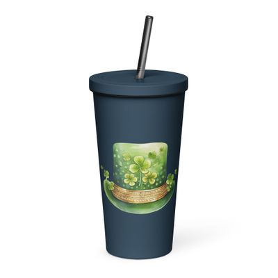 St Patrick&#39;s Day Hat Insulated Tumbler with a Straw
