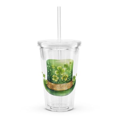 St Patrick&#39;s Day Hat Clear Insulated Plastic Tumbler