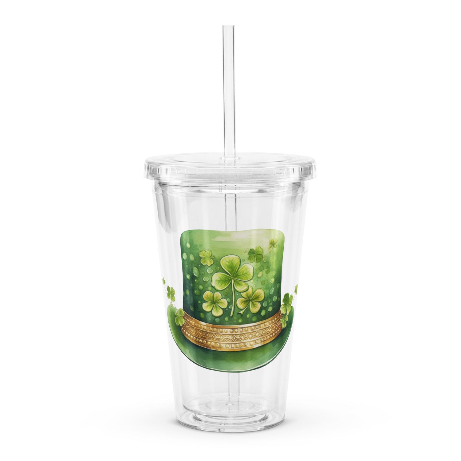 St Patrick&#39;s Day Hat Clear Insulated Plastic Tumbler