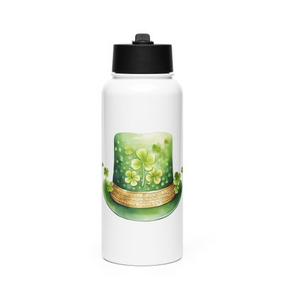 St Patrick&#39;s Day Hat Stainless Steel Water Bottle with a Straw Lid
