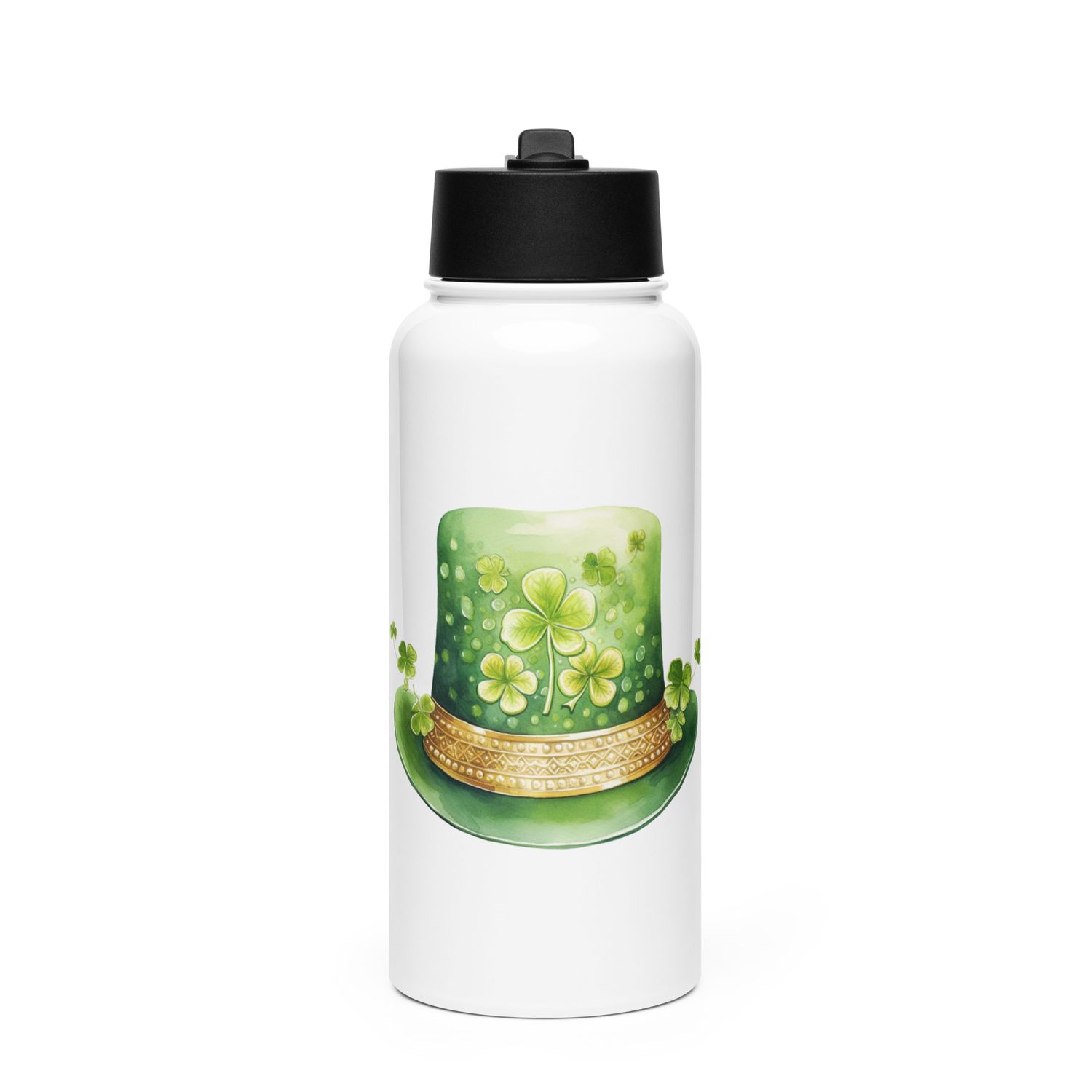 St Patrick&#39;s Day Hat Stainless Steel Water Bottle with a Straw Lid