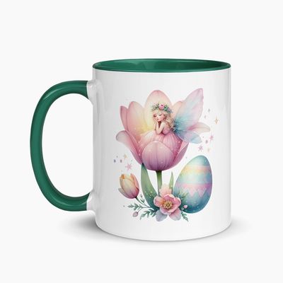 White Ceramic Mugs with Color Interior