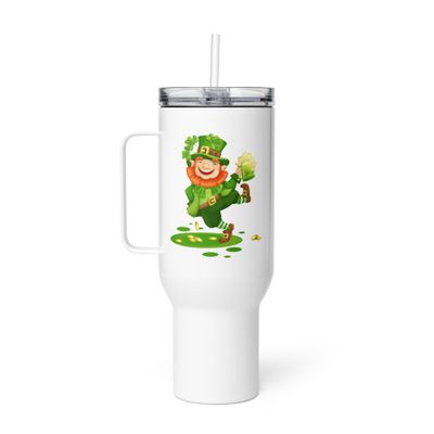 Dancing Leprechaun Travel Mug with a Handle