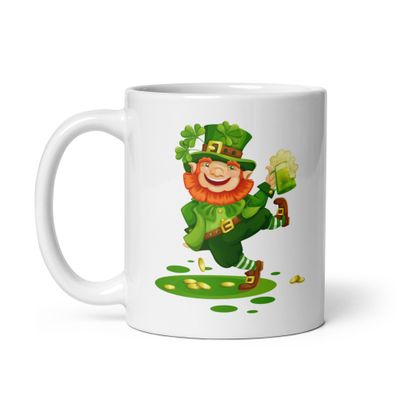 Dancing Leprechaun White Coffee Mug