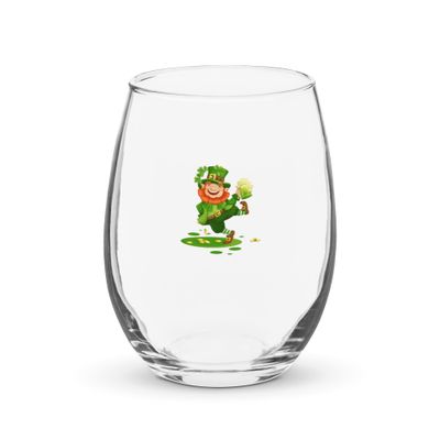 Dancing Leprechaun Stemless Wine Glass