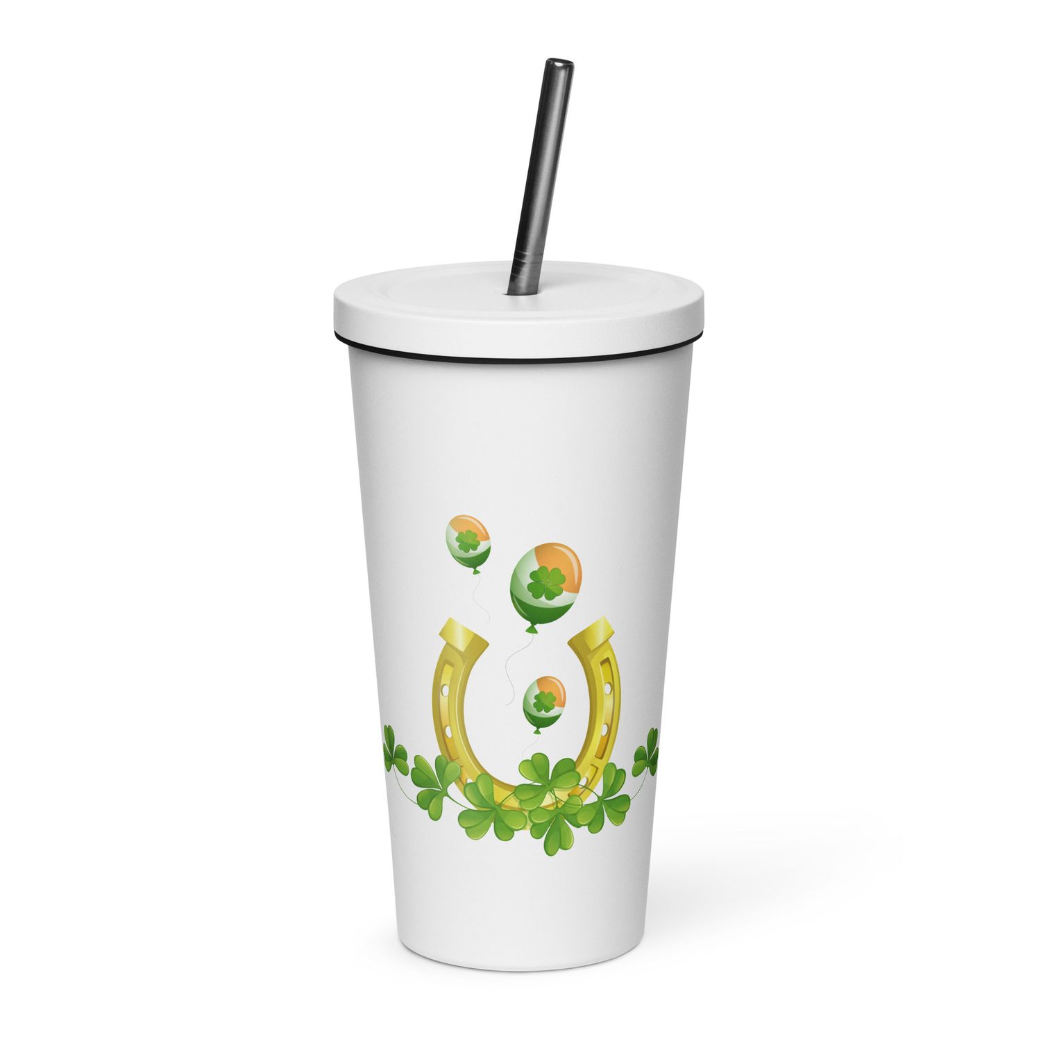 St Patrick&#39;s Day Luck Insulated Tumbler with a Straw
