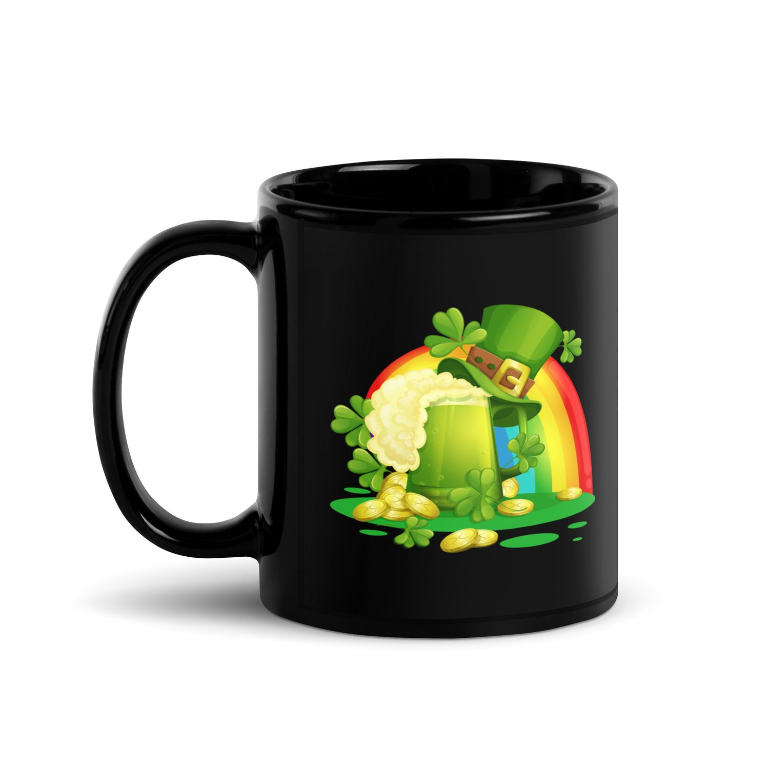 St Patrick&#39;s Day Rainbow Black Coffee Mug