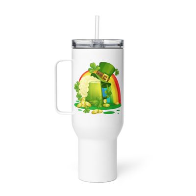 St Patrick&#39;s Day Rainbow Travel Mug with a Handle
