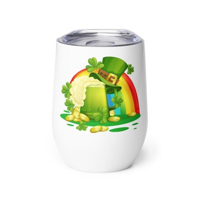 St Patrick&#39;s Day Rainbow Wine Tumbler