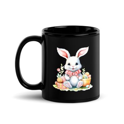 Cute Easter Bunny Black Coffee Mug
