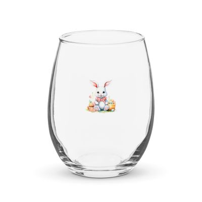 Cute Easter Bunny Stemless Wine Glass