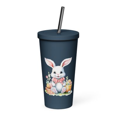 Cute Easter Bunny Insulated Tumbler with a Straw