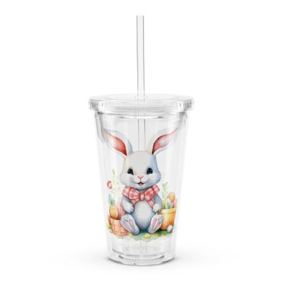 Cute Easter Bunny Insulated Clear Plastic Tumbler