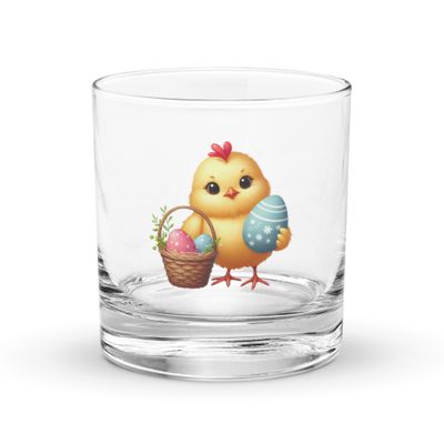 Easter Chick Rocks Glass