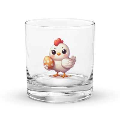 Easter Chicken Rocks Glass