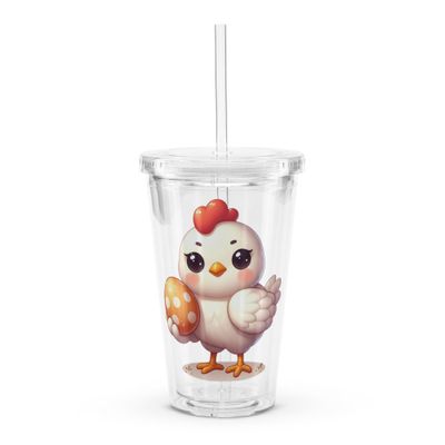 Easter Chicken Clear Plastic Insulated Tumbler