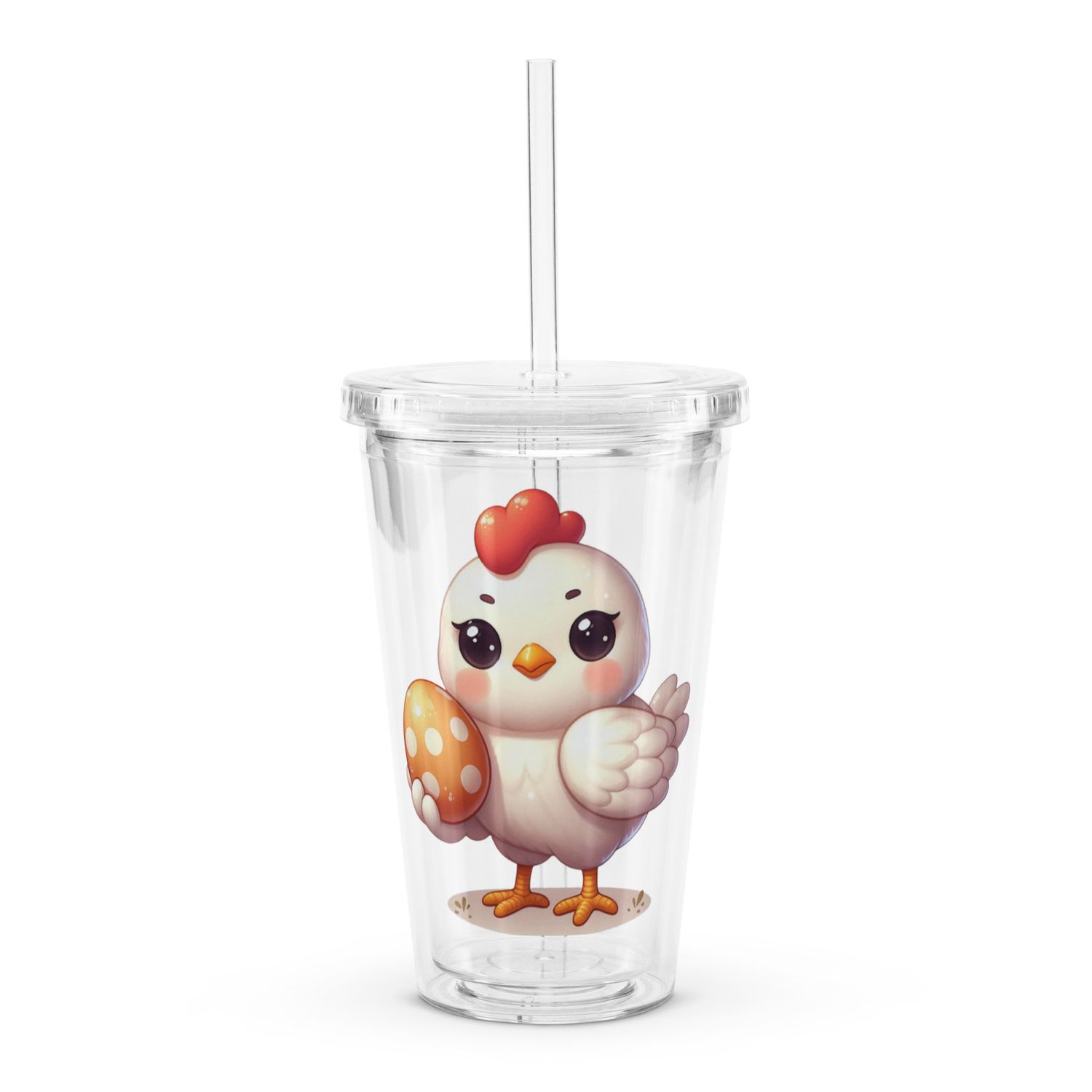 Easter Chicken Clear Plastic Insulated Tumbler