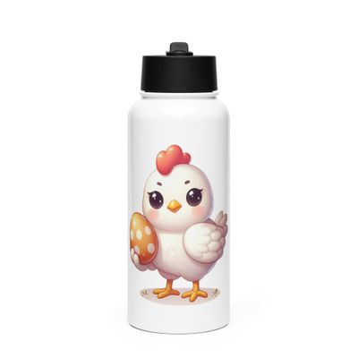 Easter Chicken Stainless Steel Water Bottle with a Straw Lid