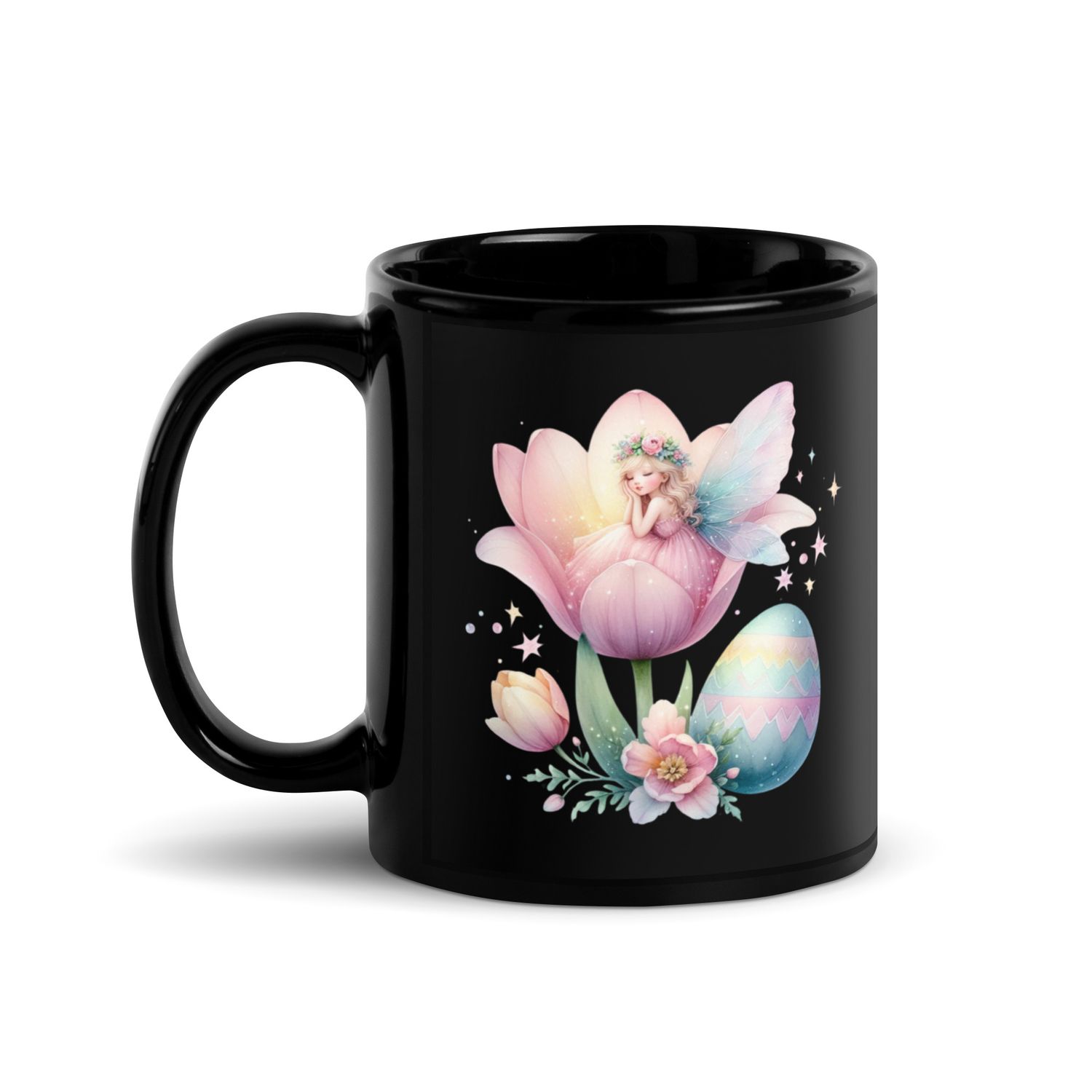 Dreaming Easter Fairy Black Coffee Mug