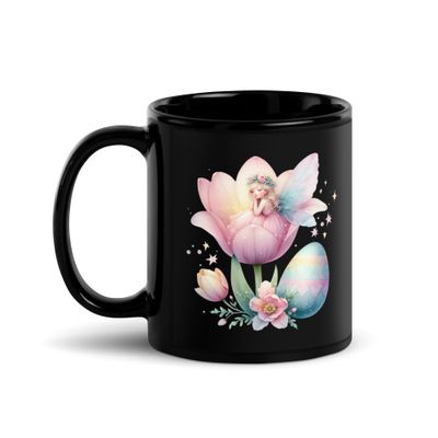 Dreaming Easter Fairy Black Coffee Mug