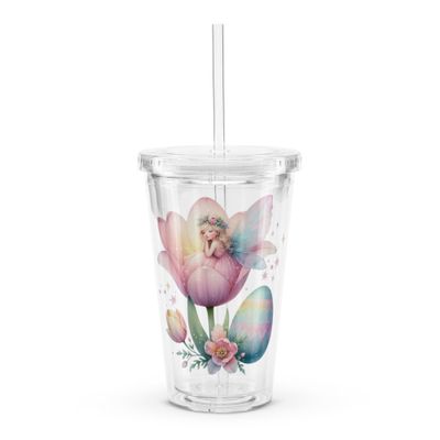 Dreaming Easter Fairy Insulated Clear Plastic Tumbler