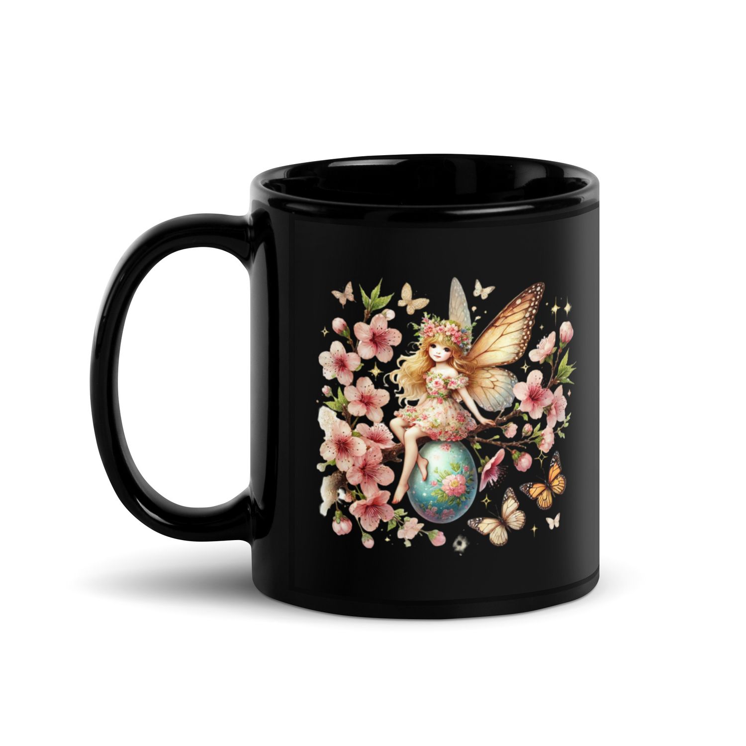 Easter Fairy Black Coffee Mug
