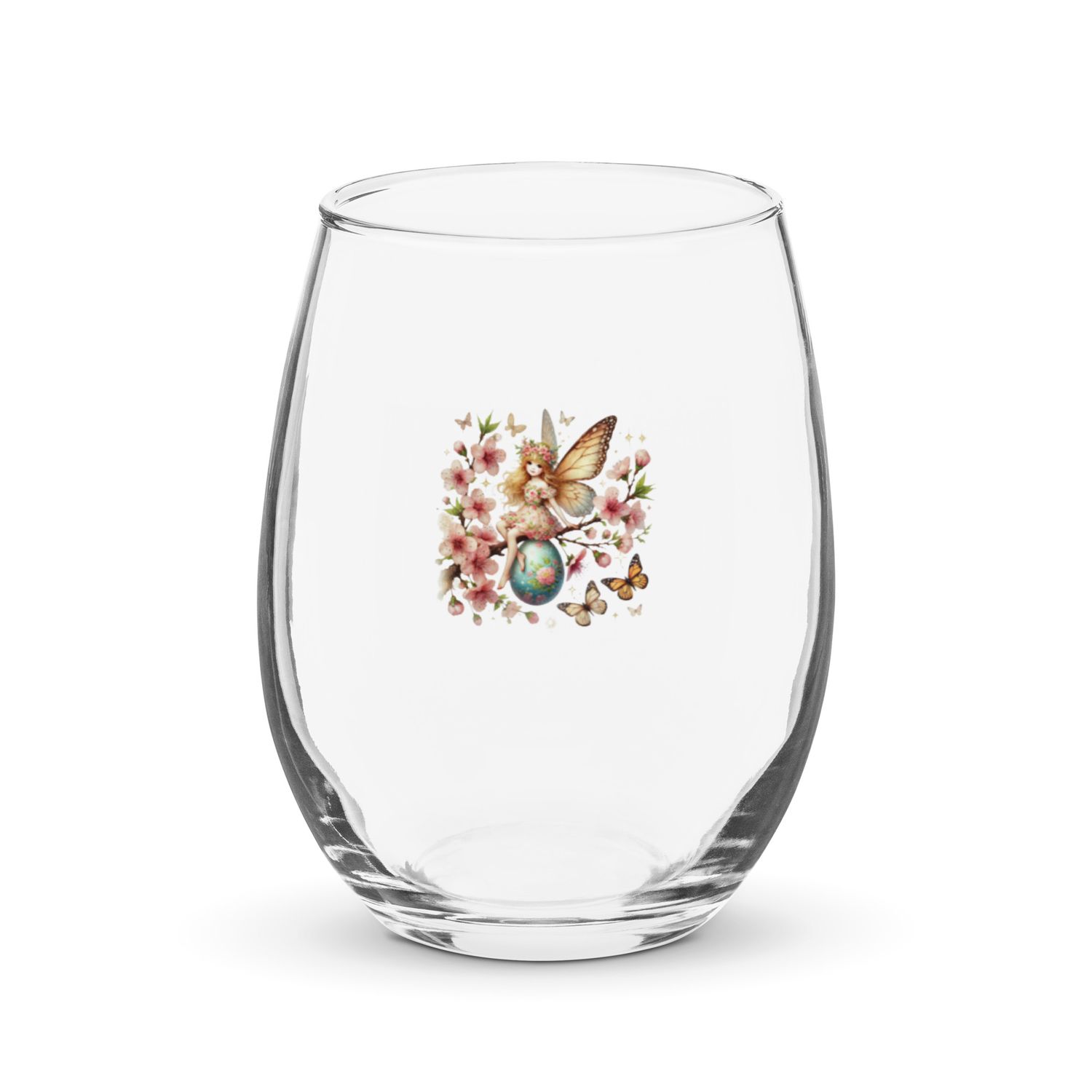 Easter Fairy Stemless Wine Glass
