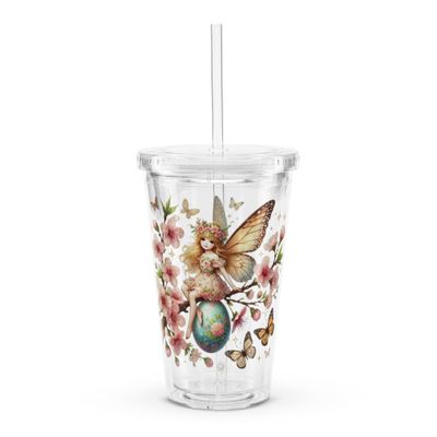 Easter Fairy Clear Plastic Insulated Tumbler