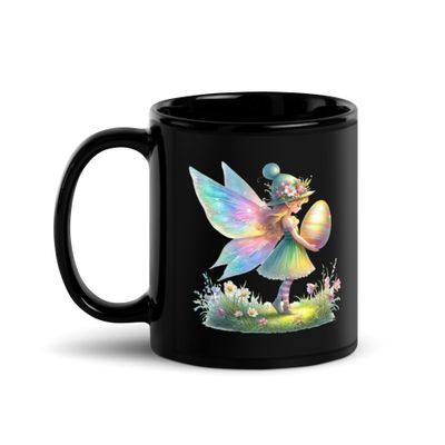 Pretty Easter Fairy Black Coffee Mug