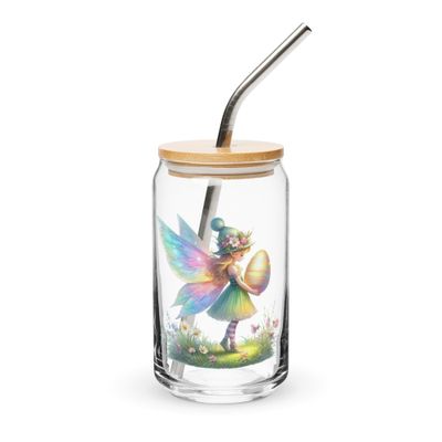 Pretty Easter Fairy Can-Shaped Glass