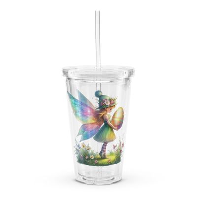 Pretty Easter Fairy Clear Plastic Insulated Tumbler