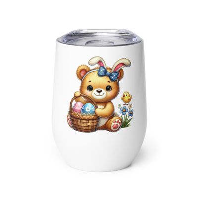 Cute Easter Bear Wine Tumbler