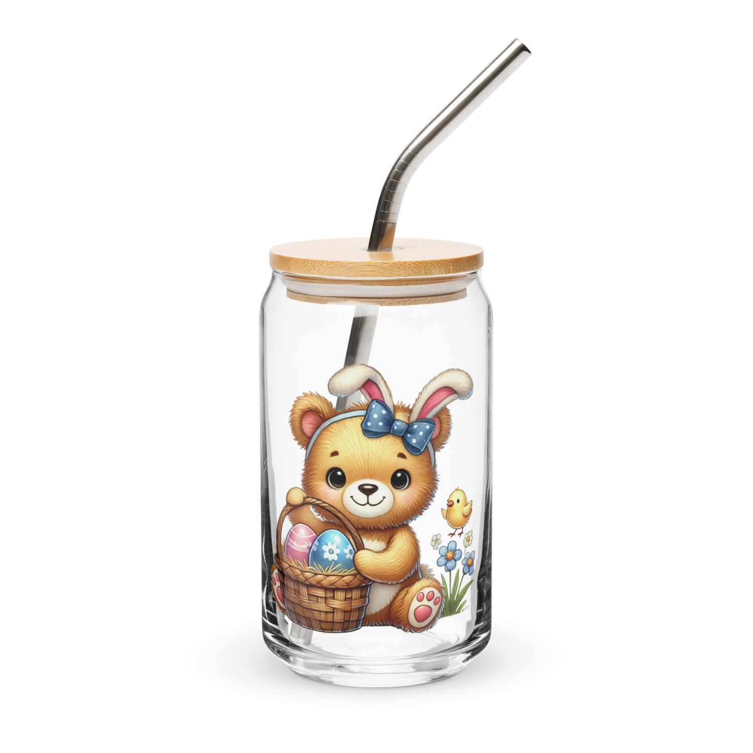 Cute Easter Bear Can-Shaped Glass