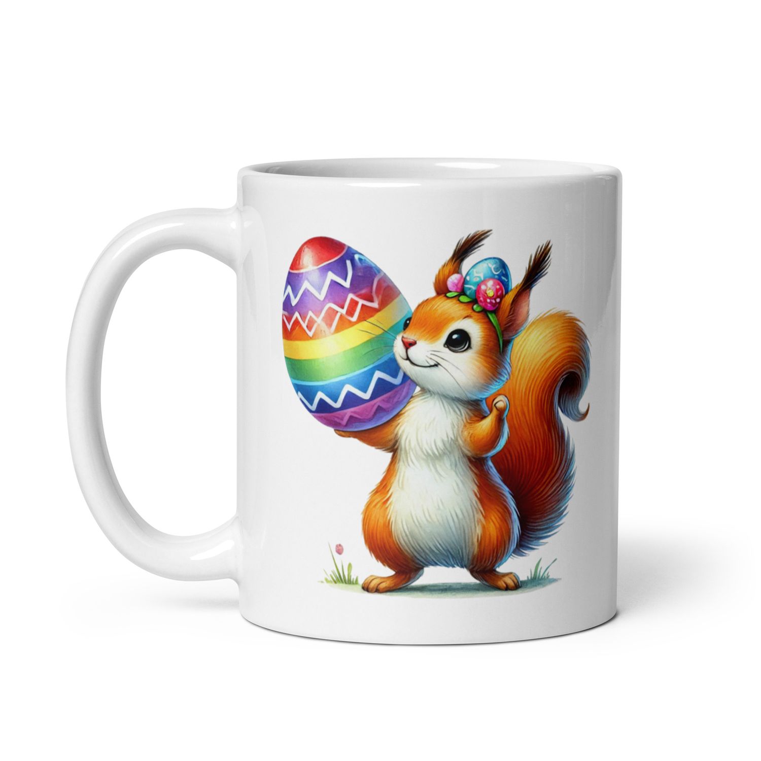 Easter Squirrel White Coffee Mug