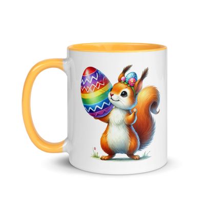 Easter Squirrel Mug with Color Inside