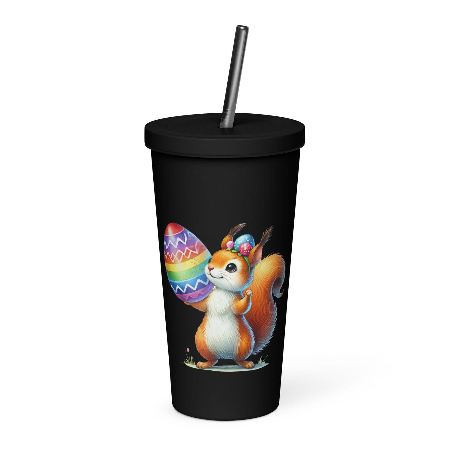 Easter Squirrel Insulated Tumbler with a Straw