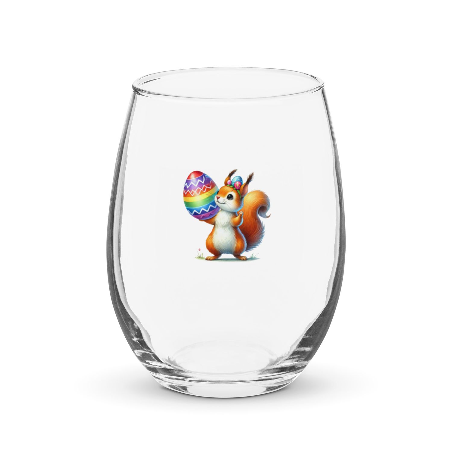 Easter Squirrel Stemless Wine Glass