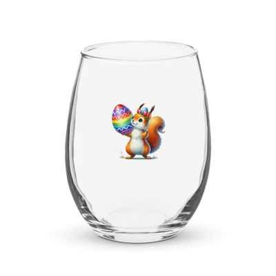 Easter Squirrel Stemless Wine Glass