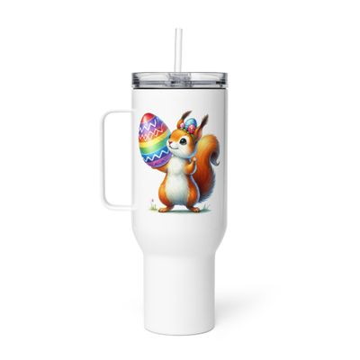 Easter Squirrel Travel Mug with a Handle
