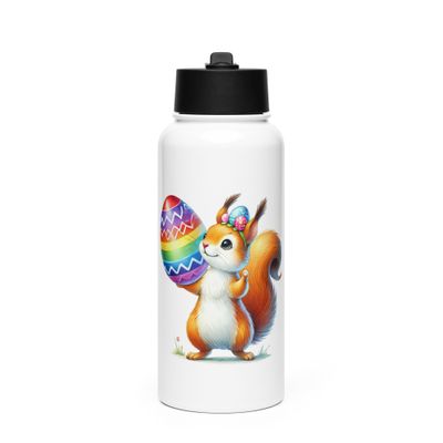 Easter Squirrel Stainless Steel Water Bottle with a Straw Lid