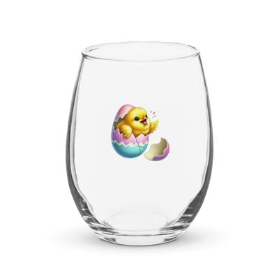 Hatching Easter Chick Stemless Wine Glass