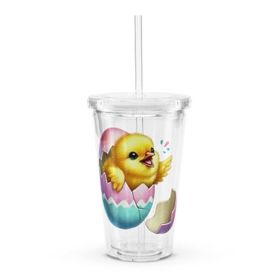 Hatching Easter Chick Clear Insulated Plastic Tumbler