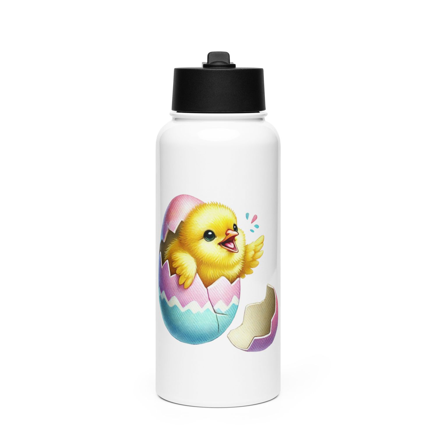 Hatching Easter Chick Stainless Steel Water Bottle with a Straw Lid