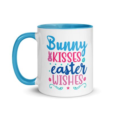 Bunny Kisses Easter Wishes Mug with Color Inside
