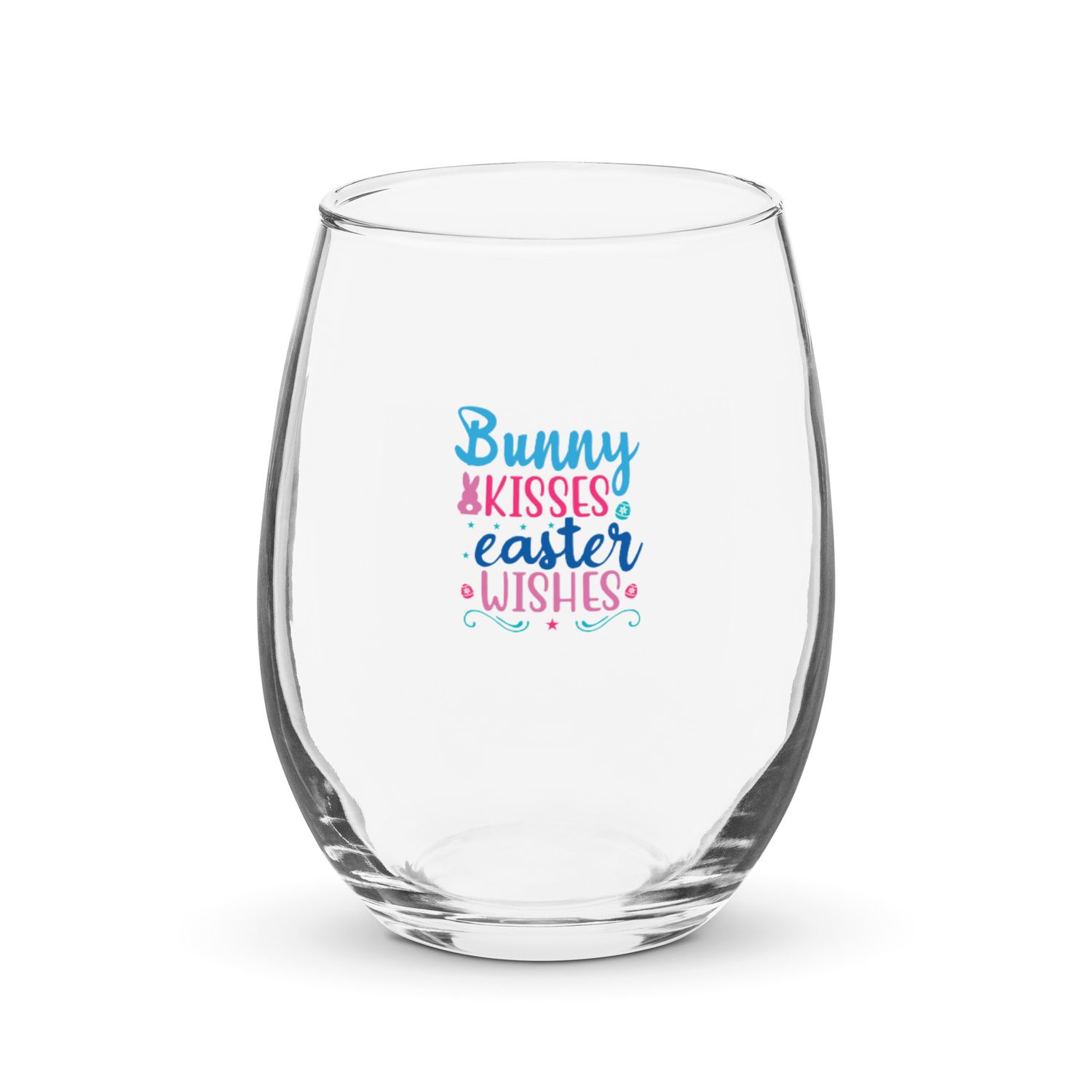 Bunny Kisses Easter Wishes Stemless Wine Glass