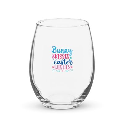 Bunny Kisses Easter Wishes Stemless Wine Glass