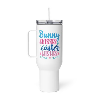 Bunny Kisses Easter Wishes Travel Mug with a Handle