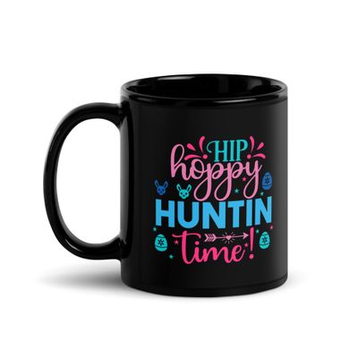 Easter Hip Hoppy Huntin Time Black Coffee Mug