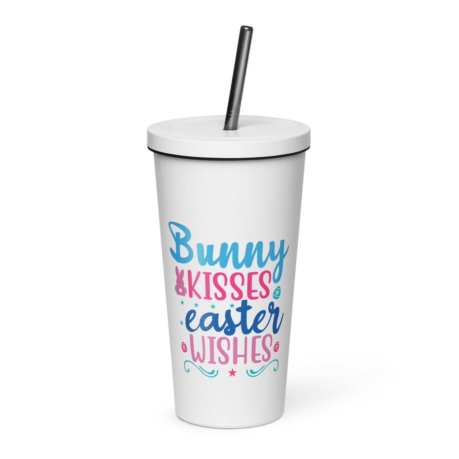 Bunny Kisses Easter Wishes Insulated Tumbler with a Straw