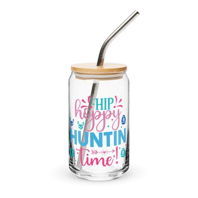 Easter Hip Hoppy Huntin Time Can-Shaped Glass